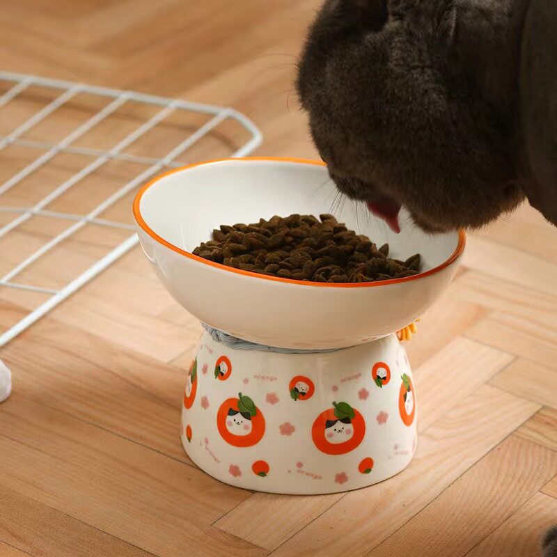 猫碗陶瓷宠物食盆粮食碗喝水护颈