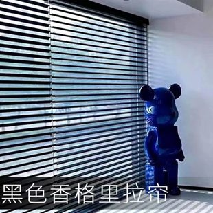窗帘 黑色香格里拉帘遮光卷帘阳台客厅会所民宿酒店飘窗隔断升降式