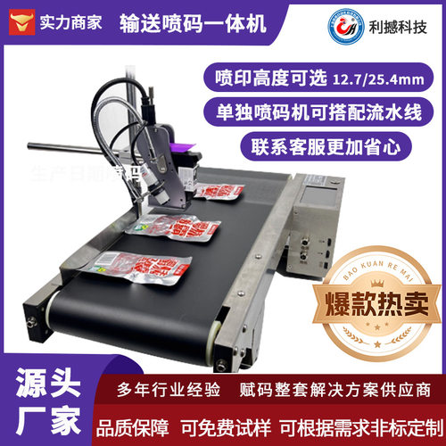 全自动输送喷码一体机 小型流水线打生产日期二维 台式桌面喷码机