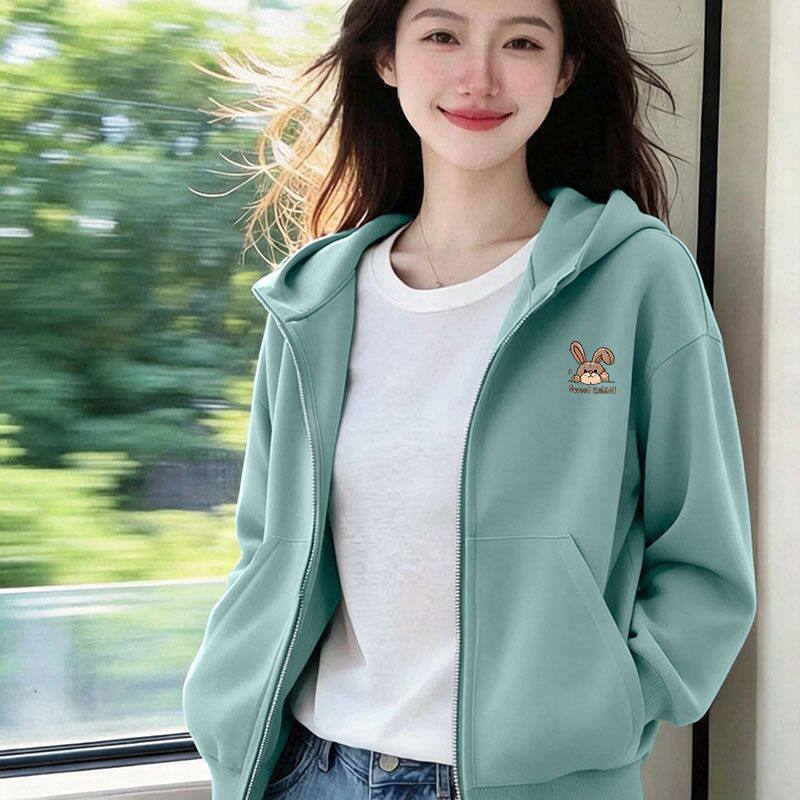纯棉连帽长袖卫衣女2026秋冬爆款设计感开衫时尚大码上衣女ins潮