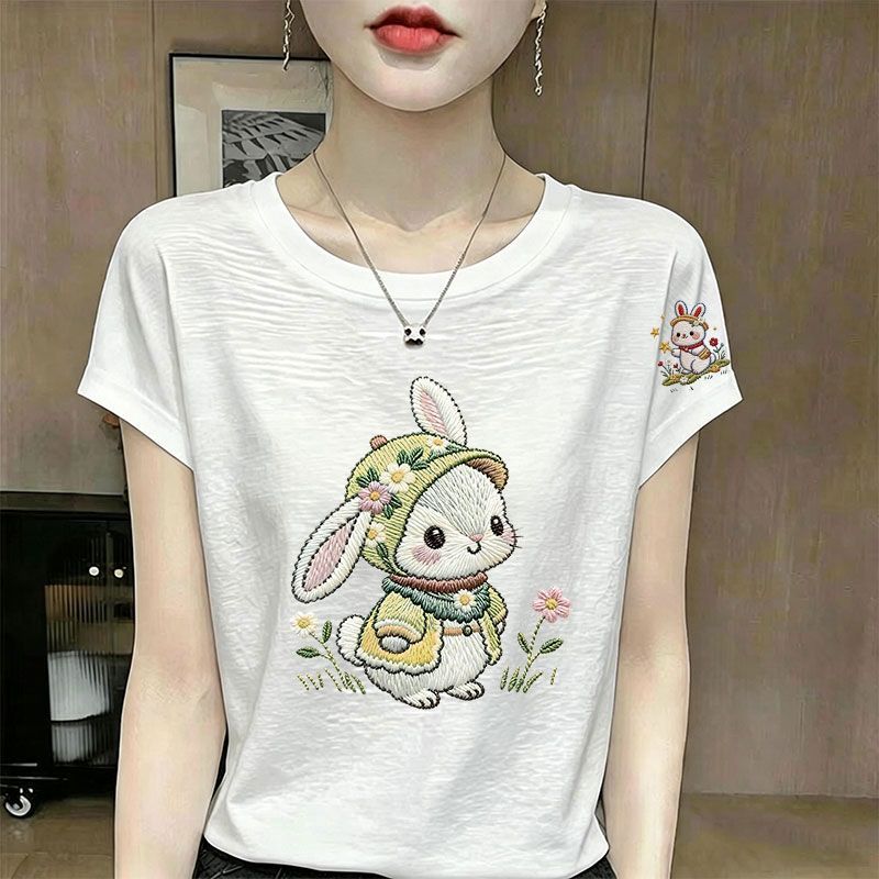 竹节棉短袖潮流T恤女夏季爆款显瘦休闲韩版飞飞袖减龄百搭上衣ins