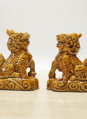 唐三彩陶瓷麒麟一对家居客厅玄关门口室内室外摆放装饰品摆设