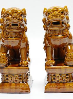 纯手工唐三彩陶瓷蓝色大号花色狮子简约现代风格摆饰 纯手工动物