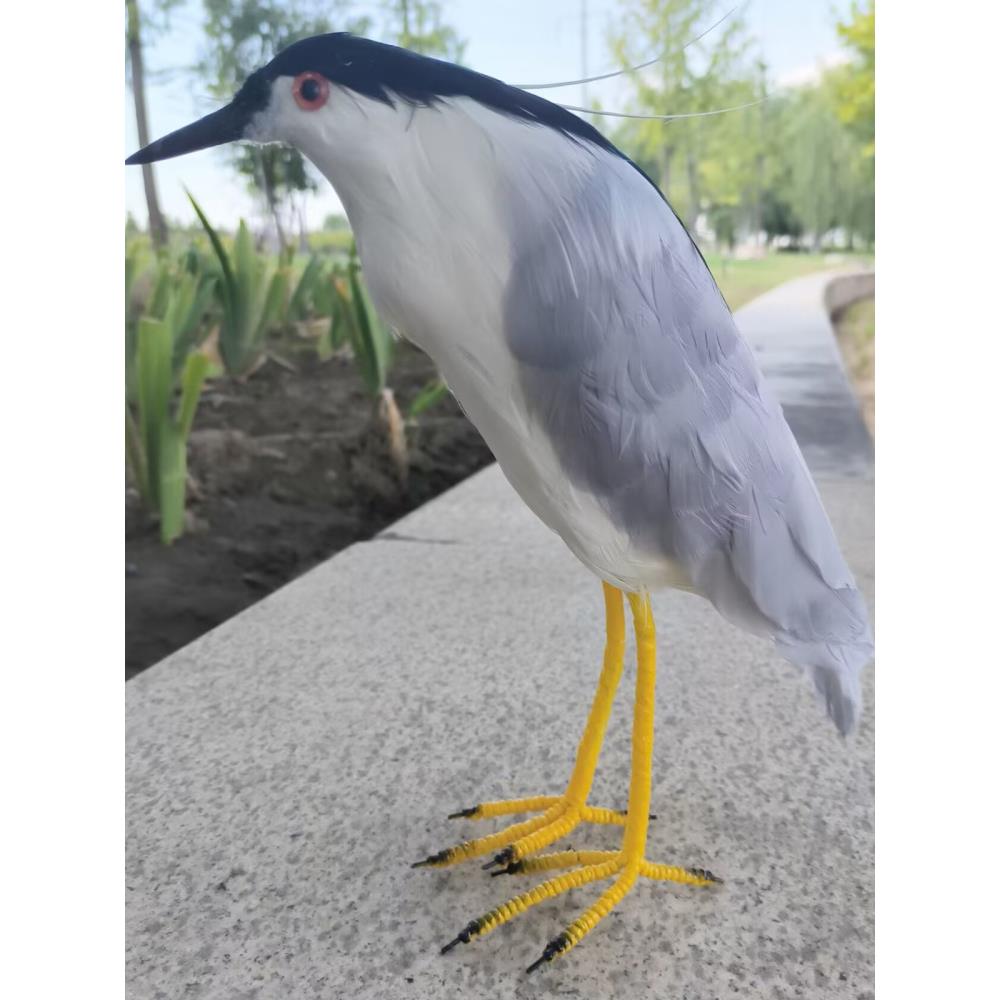 新的模拟羽毛夜莺夜游模型户外花园道具装饰品夜游鹤夜游鸟