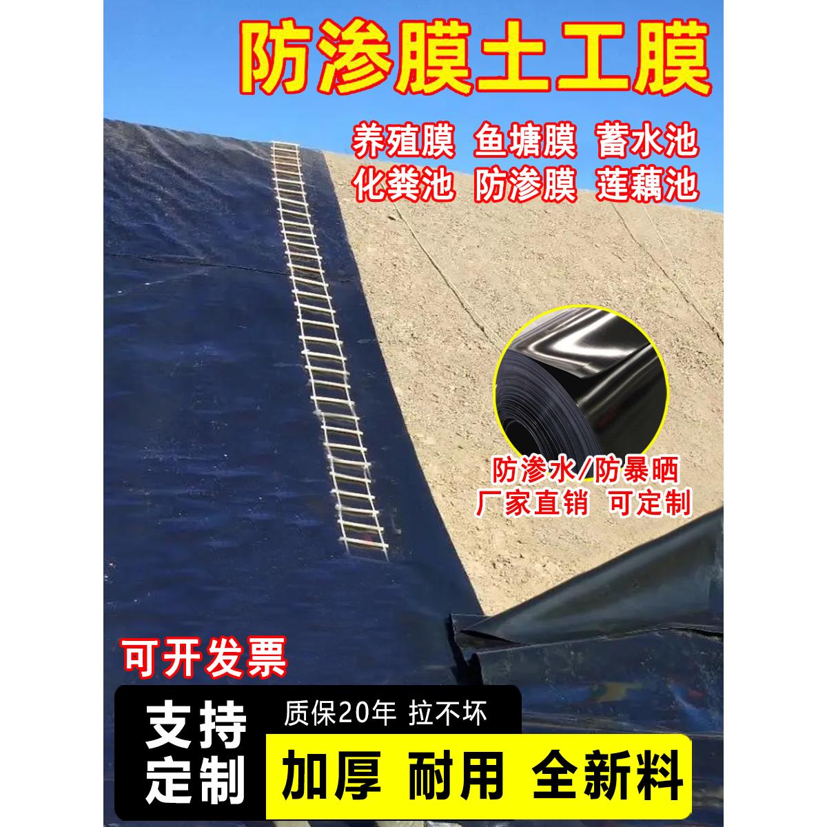 鱼塘防渗膜 hdpe土工膜鱼池养殖工程护坡屋顶防漏专用防水膜加厚