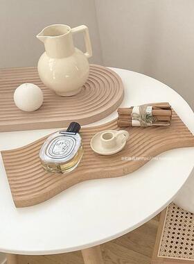 ins风韩国几何实木托盘 日式收纳置物盘艺术装饰摄影拍照道具摆件