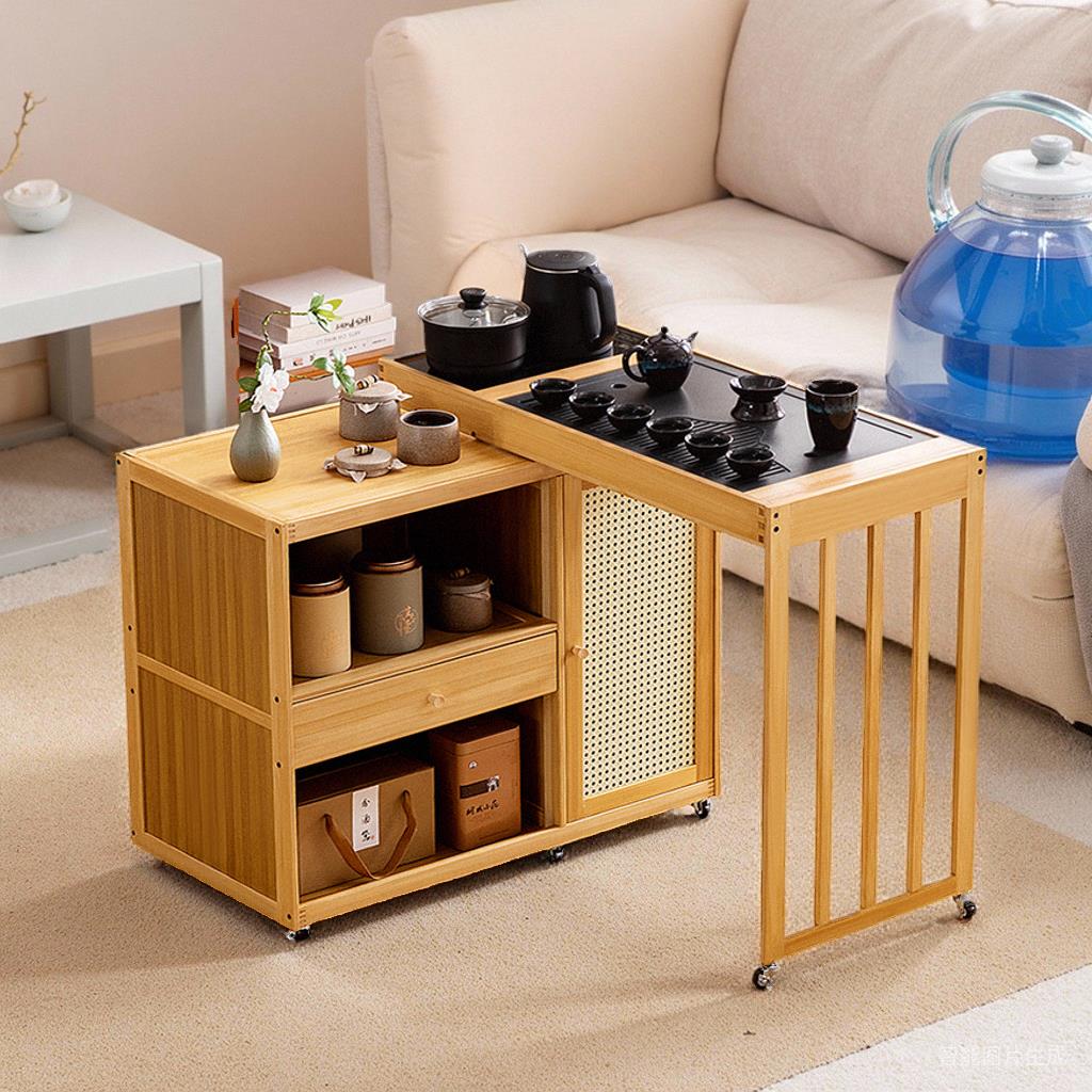 可移动茶几小茶桌客厅家用沙发边几侧茶台边柜实木阳台小型茶水柜
