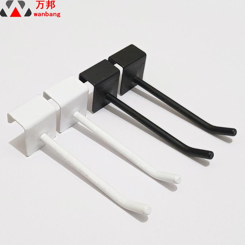 超市货架挂钩横杆饰品展示架黑白银方管挂钩零食货架挂勾手机配件