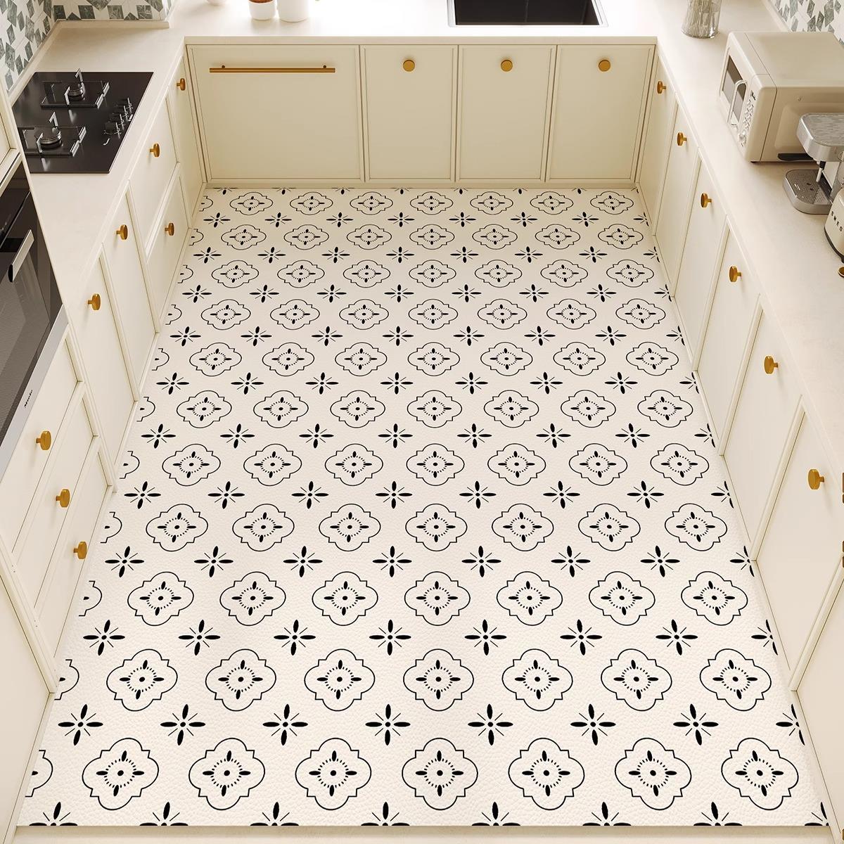 pvc可擦免洗厨房地垫防滑防油防水家用脚垫门厅入户防脏皮革地毯