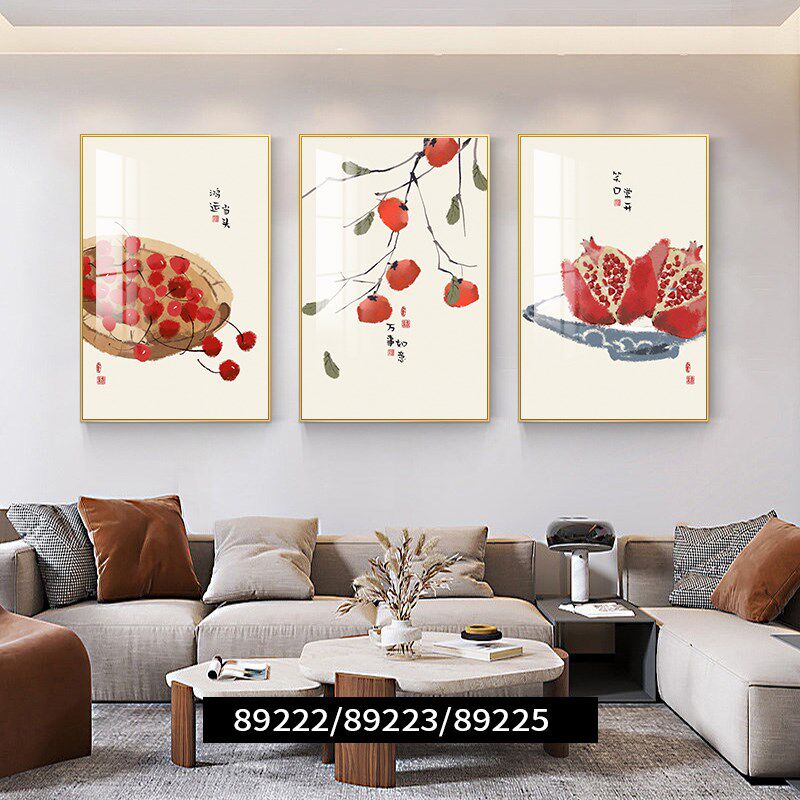 鸿运当头吃饭厅装饰画沙发背景墙上挂画新壁画现代墙画三画