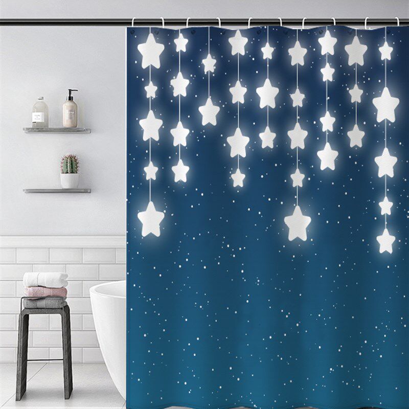 星星涤纶浴帘布加厚防水厕所帘帘子
