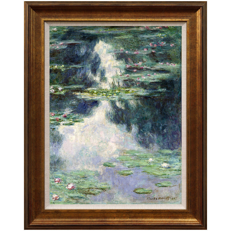 睡莲池塘义派玄关装饰画走廊画欧式田园风景印象派莫奈油画