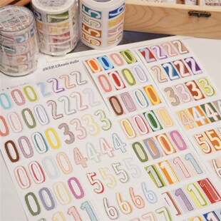 胶带春季玩乐的文具彩色长数字黑白长数字切膜胶带