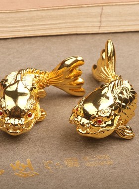 创意纯黄铜龙鲤鱼茶宠办公室年年余活动龙鱼小