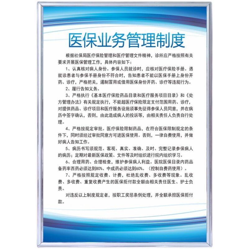 药店医保规章制度牌上墙 诊所医保管理 医保定点药店板制度上墙