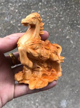 崖柏黄杨木雕马到成功马上钱招财生肖马居办公载饰品