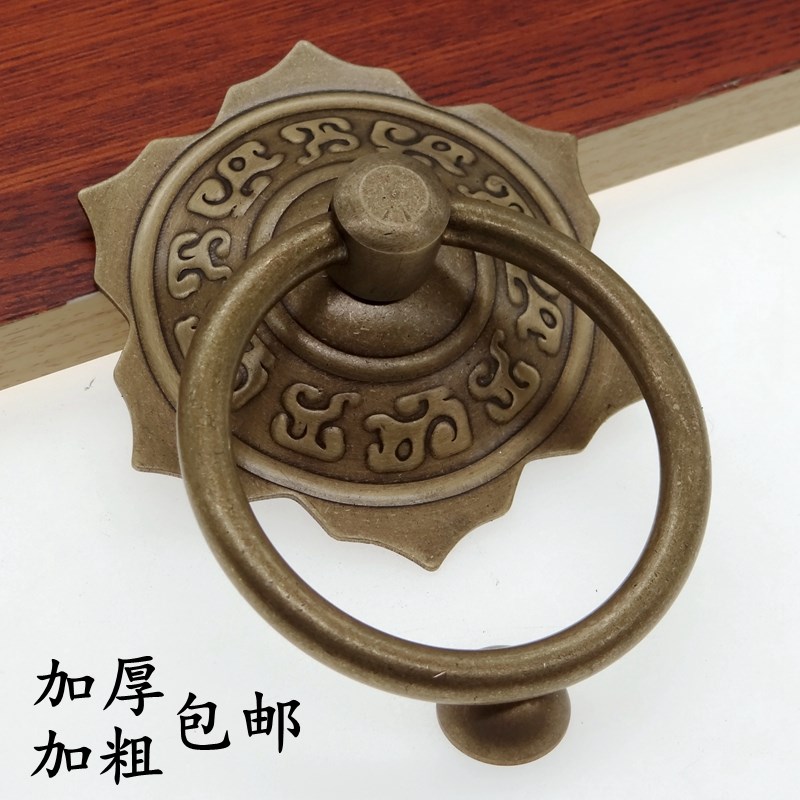 纯黄铜拉手复古柜门庭院门铜门铜把手老式木门铜门环