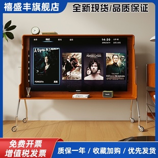 实木可移动电视柜复古小户型家用卧室电视机支架中古风客厅电视架