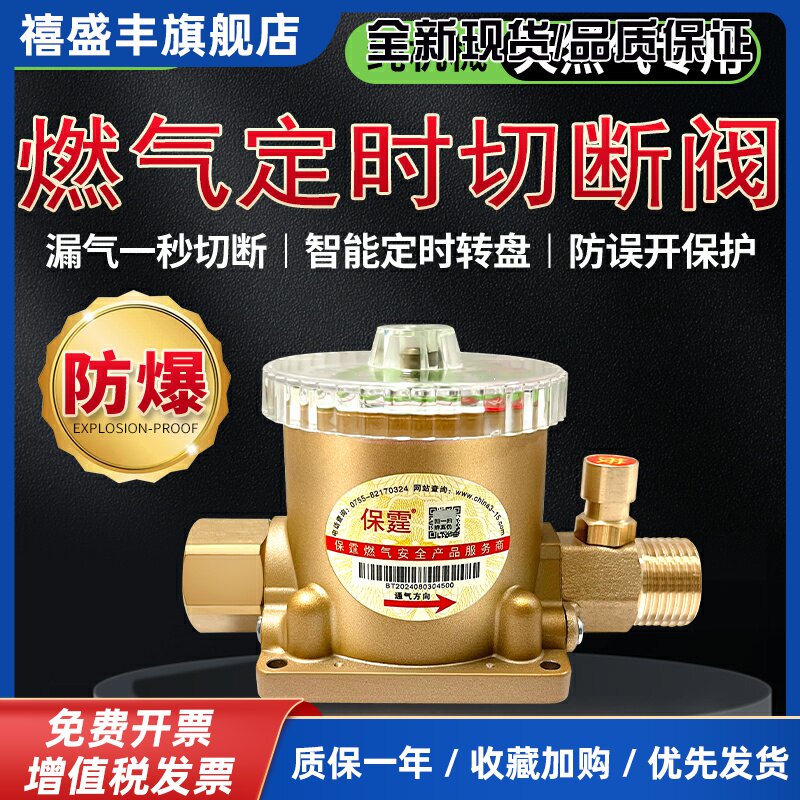 保霆天然气定时切断阀安全阀燃气阀门开关泄漏自动关闭自闭阀家用