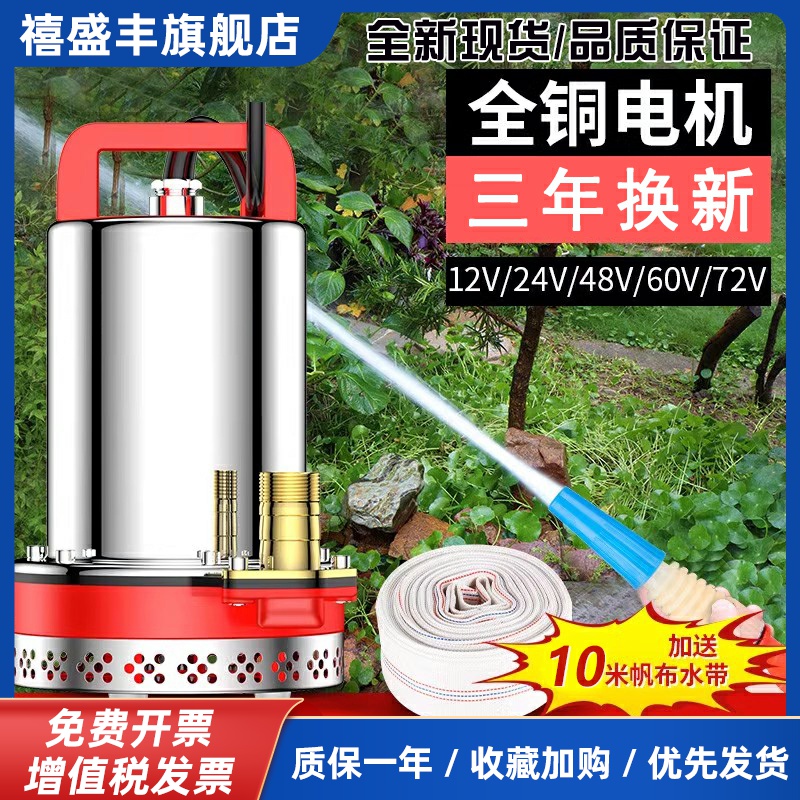 电瓶电动车专用48V一72V直流潜水泵农用浇菜浇水灌溉抽水自吸水泵