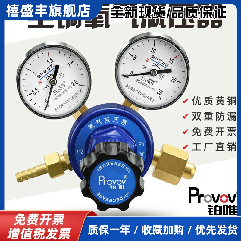 氧气瓶减压阀YQY-07型全铜压力表钢瓶微调压器医用稳压调节器实验