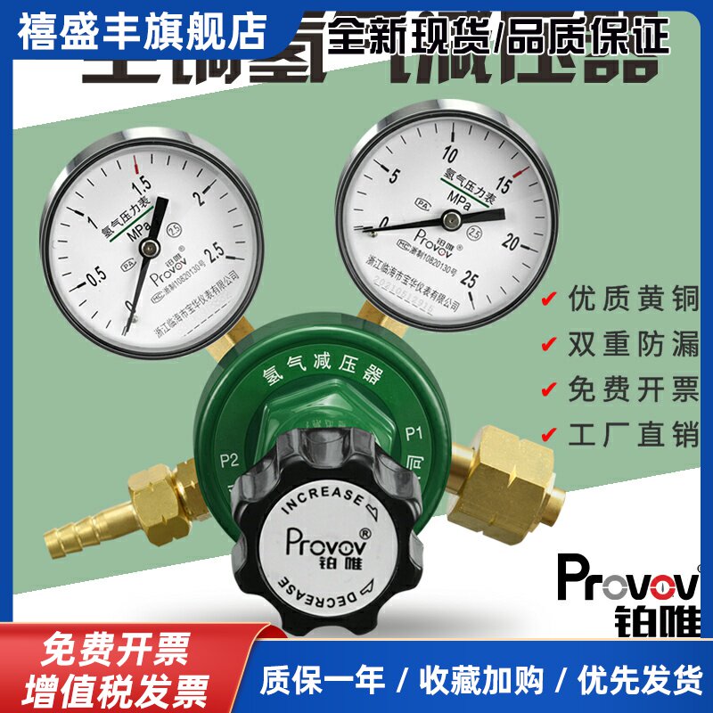 氢气减压阀YQQ微调器全铜氢气器压力仪表2.5MPa高压气瓶包邮厂家