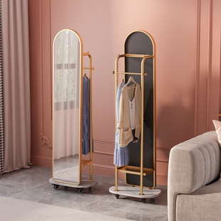 全身穿衣镜子试衣镜挂衣架 衣帽架一体度旋转落地镜