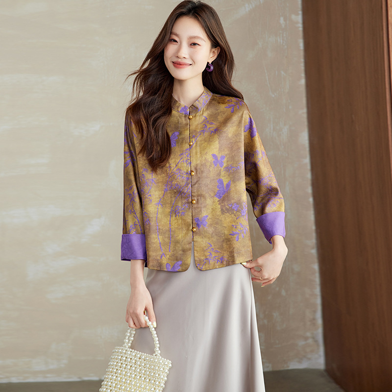 云梦集2025秋季新款女装新中式上衣中国风印花里面穿洋气外套SP6