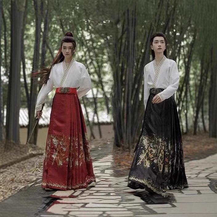 云梦集唐韵【巾帼】原创汉服马面裙织金妆花男女款套装多色情侣女