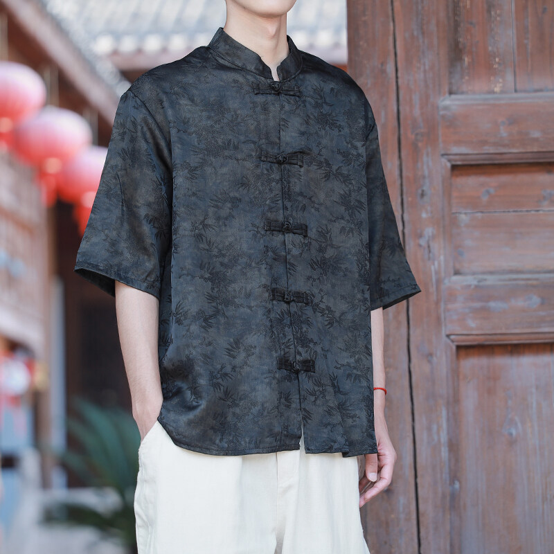 云梦集冰丝衬衫男短袖夏季2025新款凉感衬衣外套新中式男装国风唐