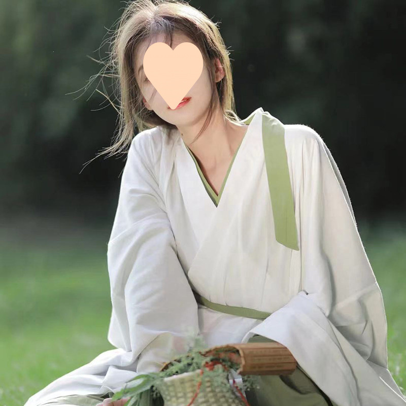 云梦集汉服女仙气古风直裾素雅古装全套仙交领魏晋齐腰摄影服