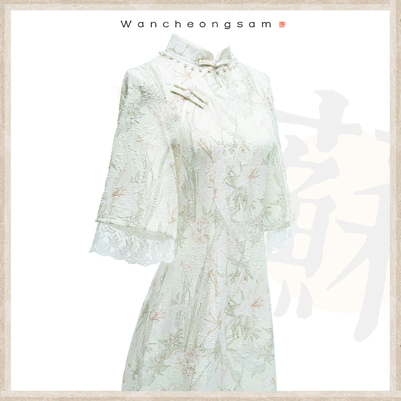 云梦集短款旗袍小清新夏季改良版年轻款少女小个子中式绿色连衣裙