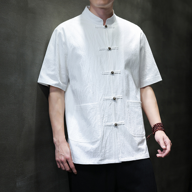云梦集复古唐装新中式中国风男装2025衬衫夏季棉麻短袖衬衫夏天衣