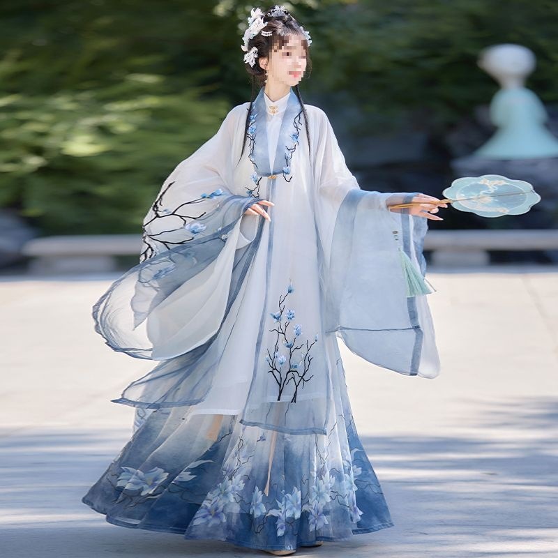 云梦集花云记原创汉服女玉兰明制立领长衫绣花合领长衫超仙日常春