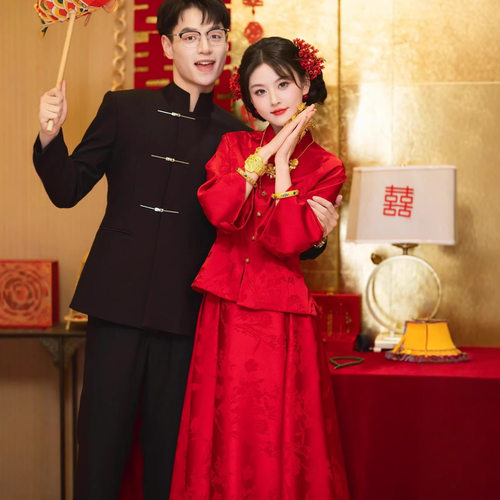 云梦集新中式国风立领中山装男高级感飞机西装外套结婚订婚礼西服