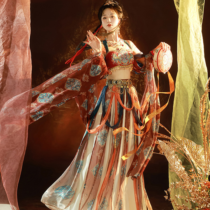 云梦集原创设计敦煌飞天汉服女敦煌风胸衣半裙披帛套装8731