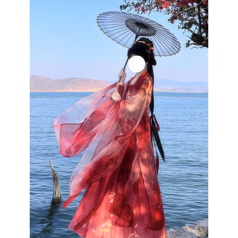 云梦集花语畔原创【焰炽】唐制齐胸大袖衫诃子裙汉服女刺绣仙气春