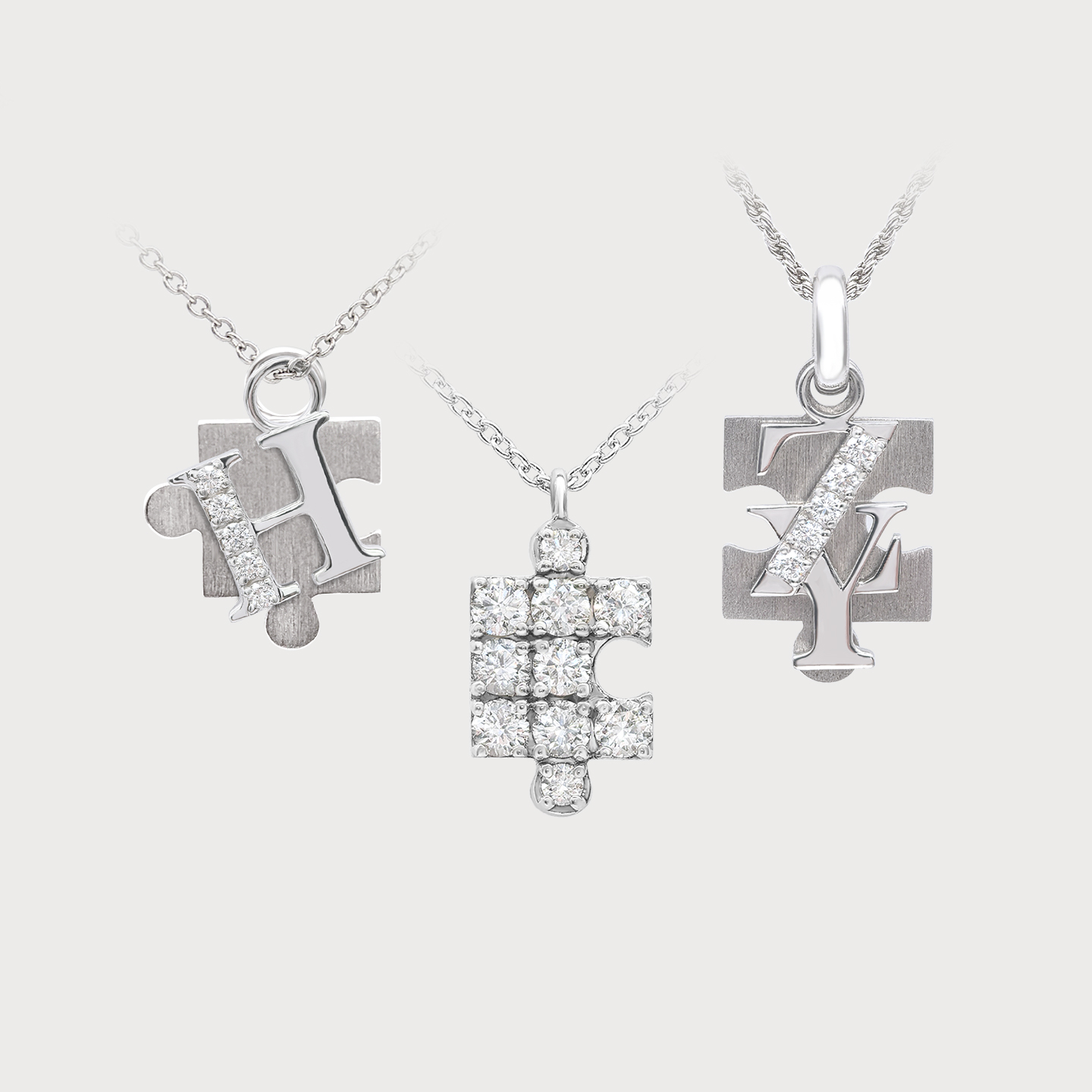 ICEWALD/真冶拼图字母钻石项链DIY专属定制情侣项链生日