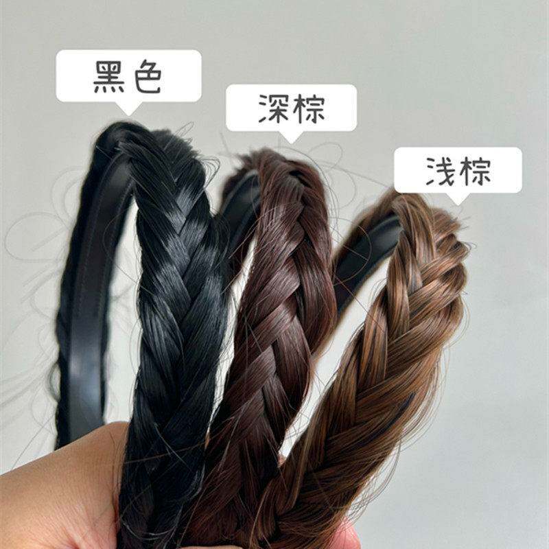 宽边麻花鱼股辫子假发发箍女款遮白发头饰发卡带齿防滑遮盖神器