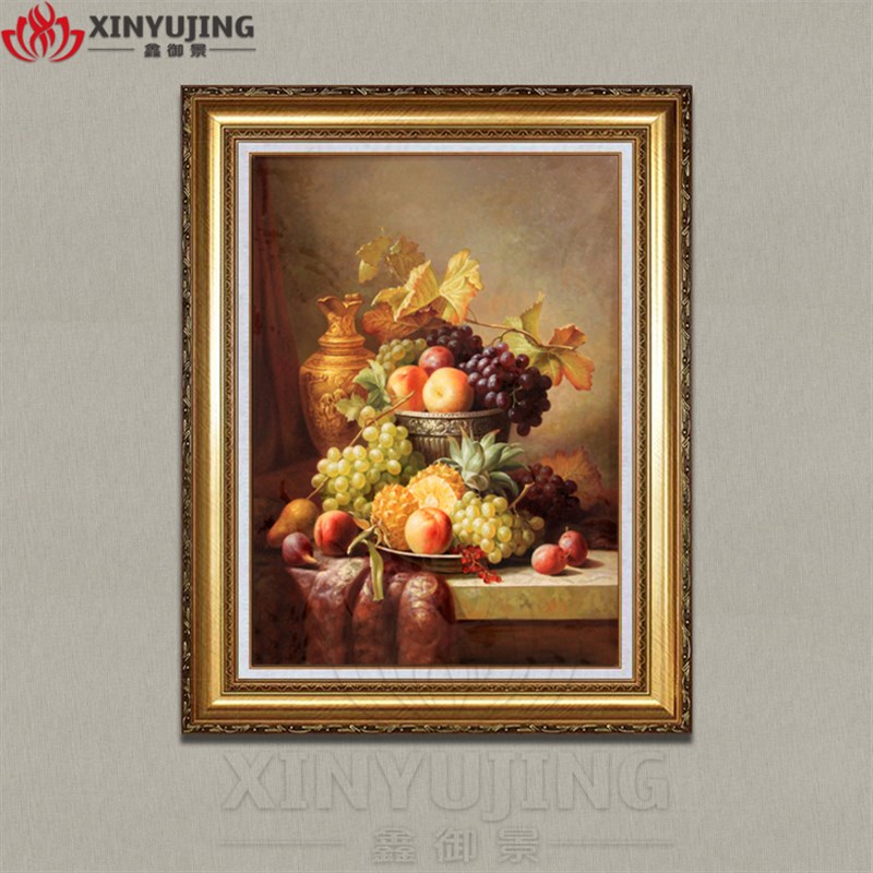 欧式手绘油画过道酒瓶花卉古典静物水果餐厅玄关装饰画手工挂画45图片