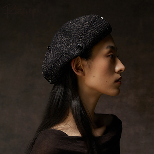 Riotlily/艾特里里暗夜花园系列贝雷帽黑灰色帽子送女友新春礼物
