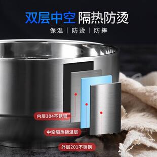 GDW隔汤碗耐摔防烫耐用童幼儿 304不锈钢儿碗家用双层园加热厚LJ