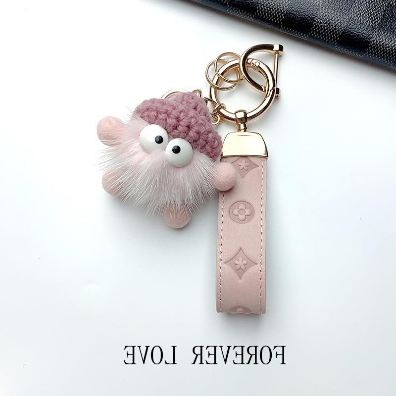 LV&GEDETE官方旗舰店老花汽车钥匙扣挂件小煤球钥匙链 包挂饰吊坠