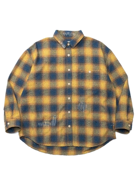 MADNESS JAZZ-NEP DISTRESSED FLANNEL BD SHIRT 格子衬衫25FW