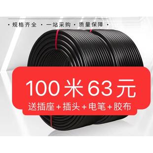 广东家用电线软电缆2芯铜铝电动车充电线延长水泵插座防水防冻2.5