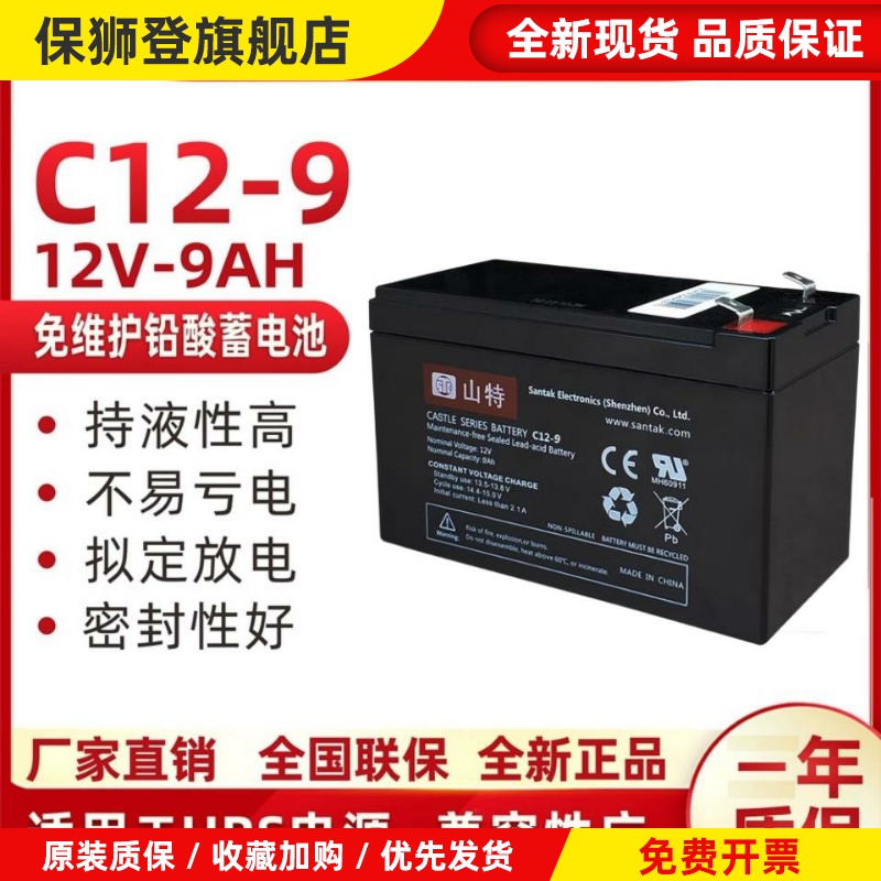 UPS蓄电池12V9AH铅酸电瓶C12-9更换C1K C2K C3KUPS不间断电源