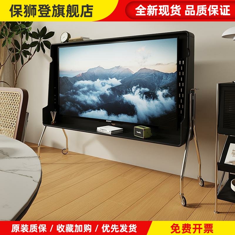 小户型实木可移动电视柜卧室电视机支架客厅不锈钢带轮电视支架