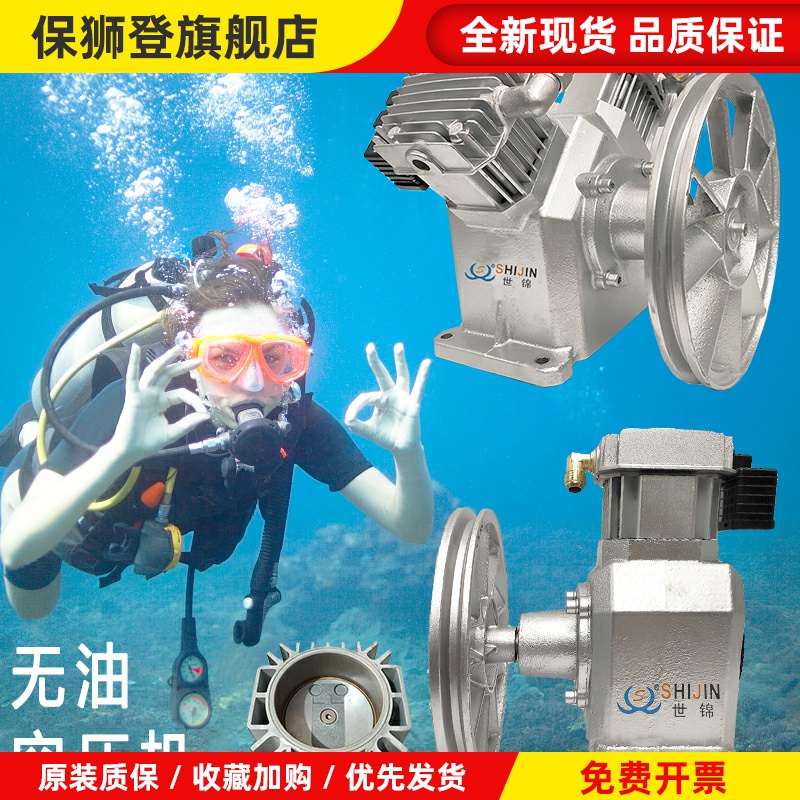 世锦潜水空压机机头皮带式无油空气压缩机泵头改装汽油机打气泵
