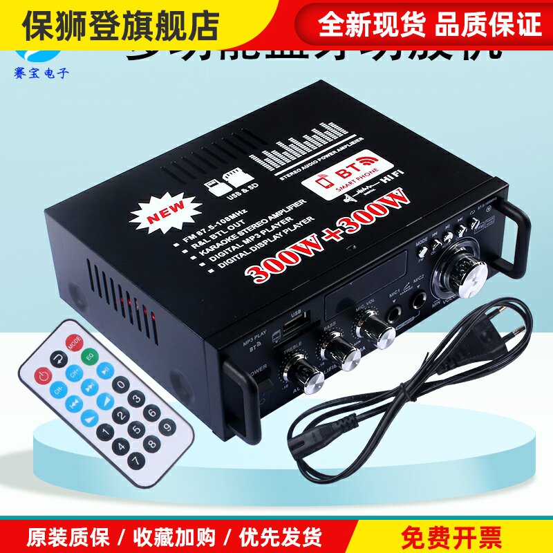 蓝牙功放机家用大功率数字音响迷你HIFI专业双声道300W小型12V