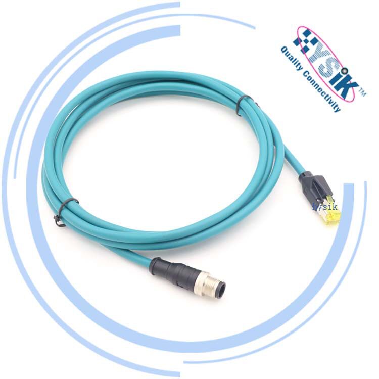 超六类M12 X型8p转RJ45康纳视工业相机网线航空插头水晶头
